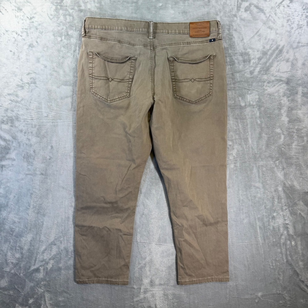 Lucky Brand 410 Athletic Slim Jeans Men's‎ Size 38x28 Brown Tan Denim *Hemmed* - Picture 2 of 8